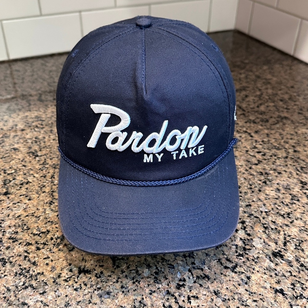 Pardon My Take Barstool Sports Rope Hat Blue Cotton Leather Strap Back